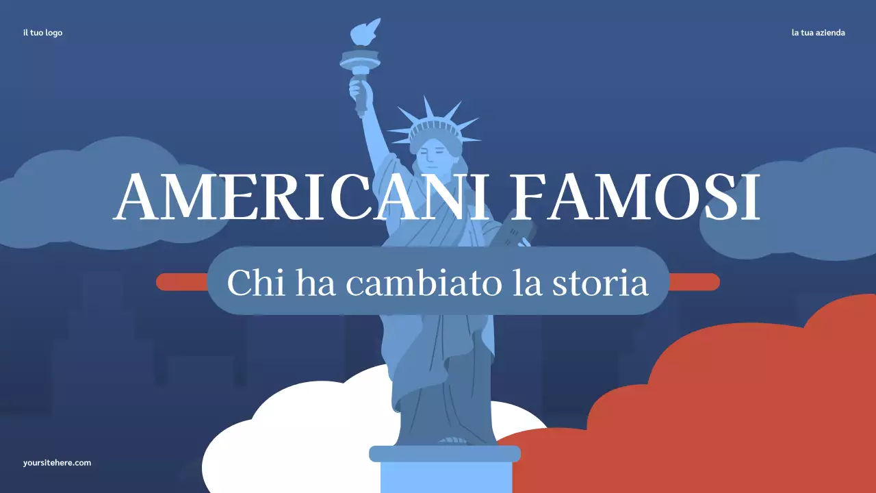 Presentazione della storia classica illustrativa blu degli americani famosi
