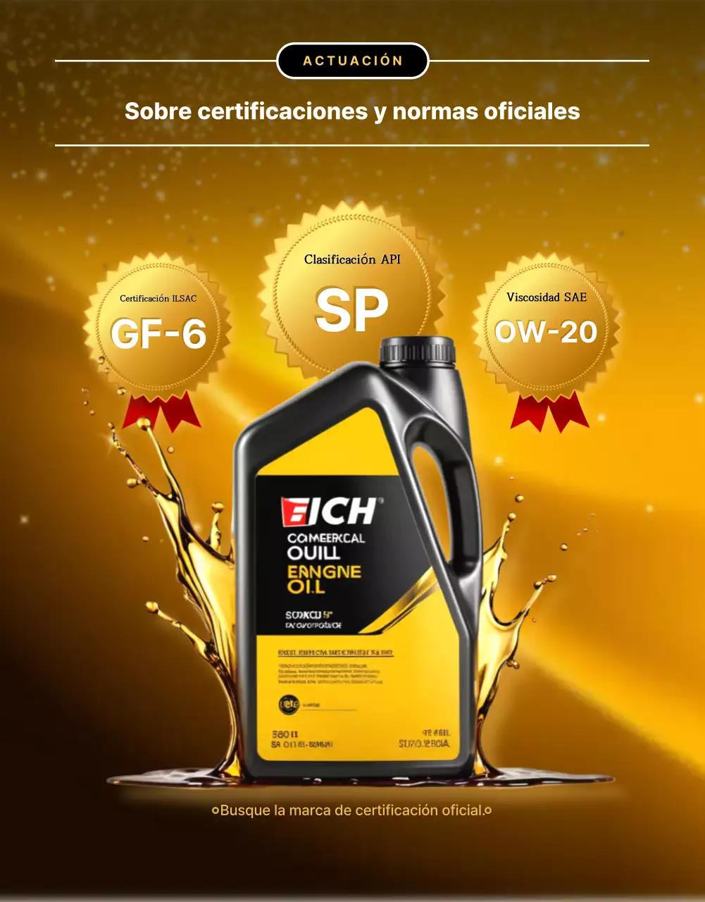 Promoción de ventas de aceite de motor de lujo dorado