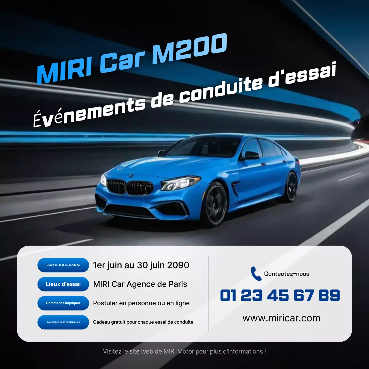 Événement de voitures modernes bleues