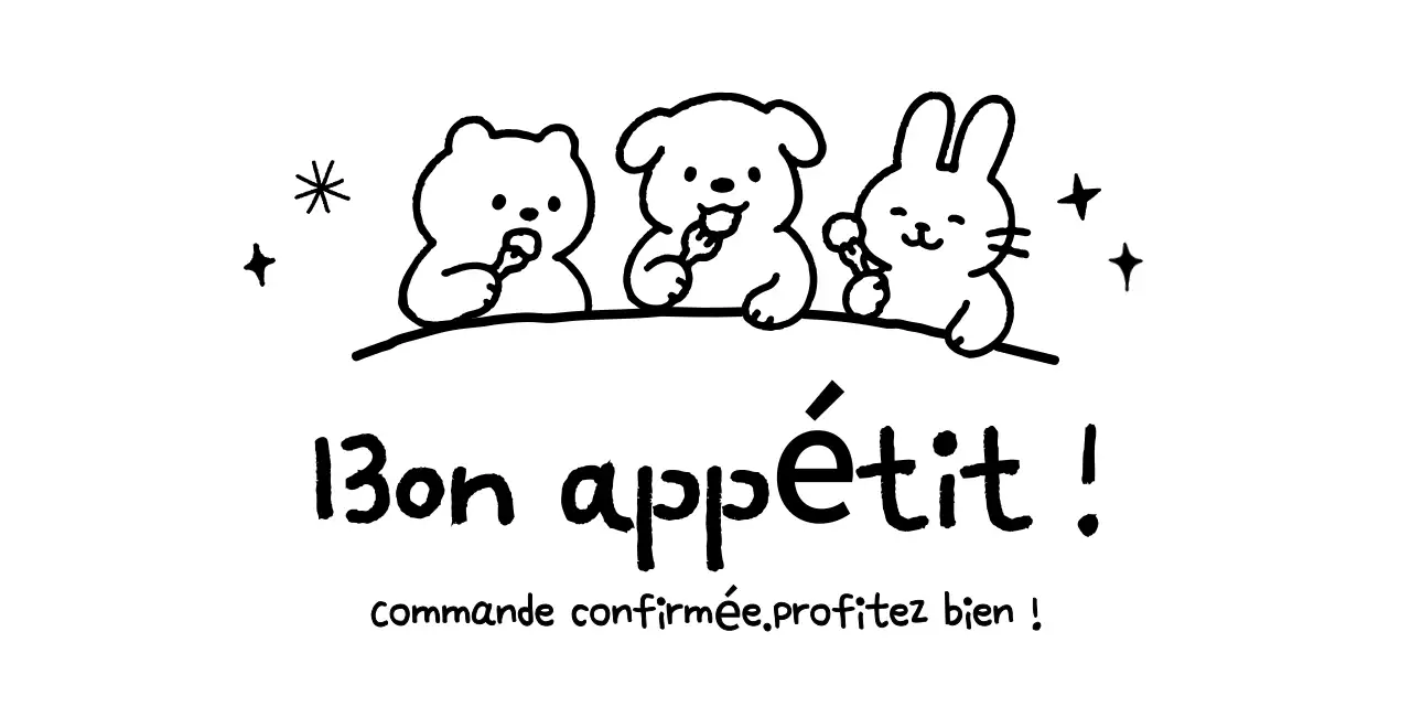 Publicité alimentaire mignonne en noir et blanc