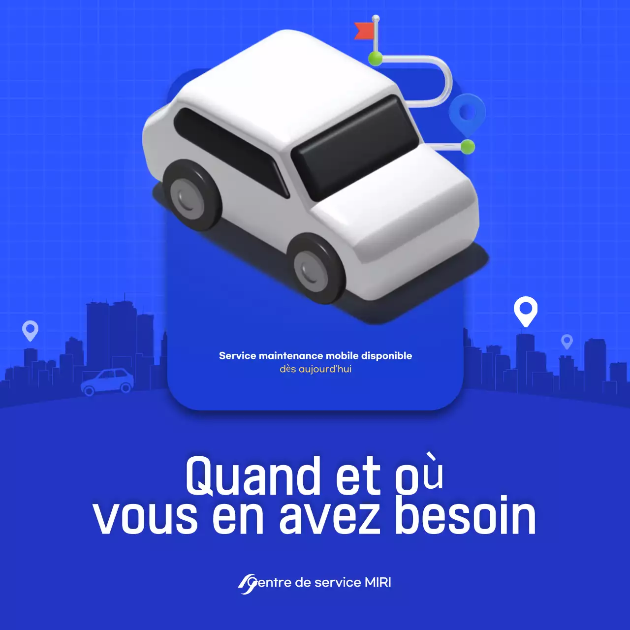 Publicité pour une voiture bleue moderne