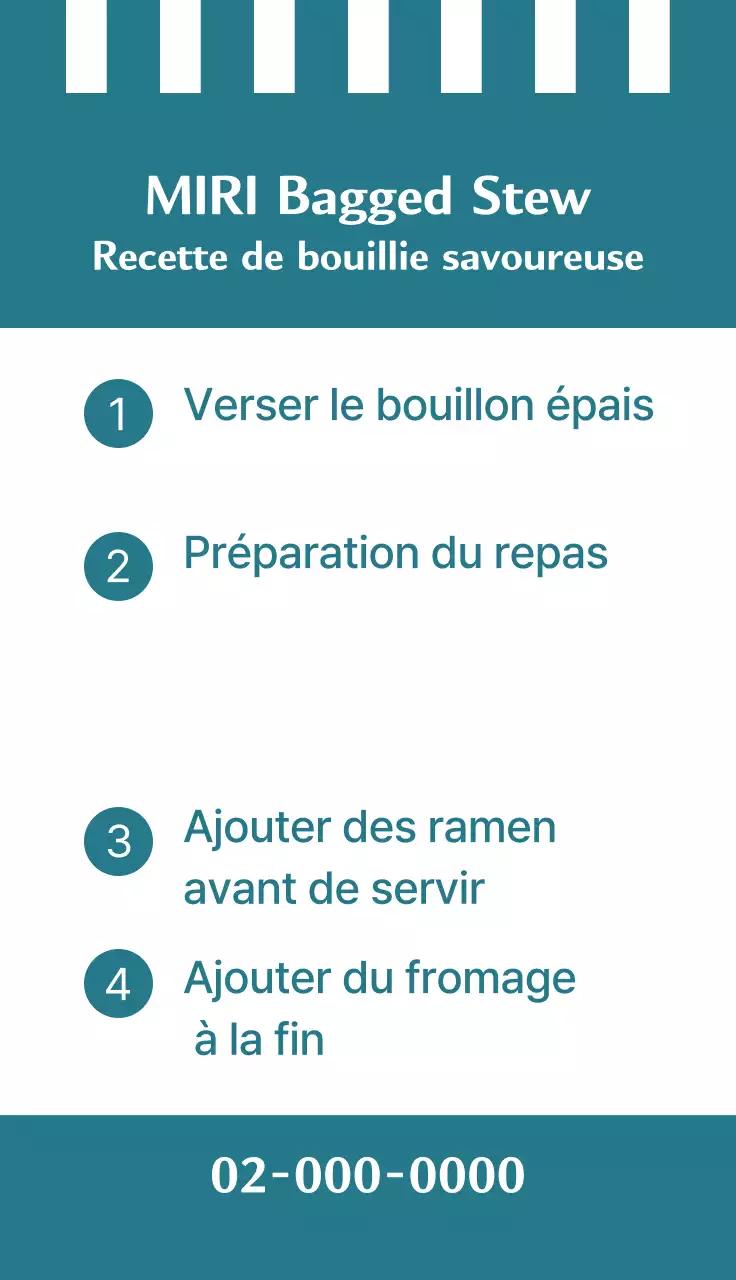 Carte de visite promotionnelle avec une recette de restaurant simple