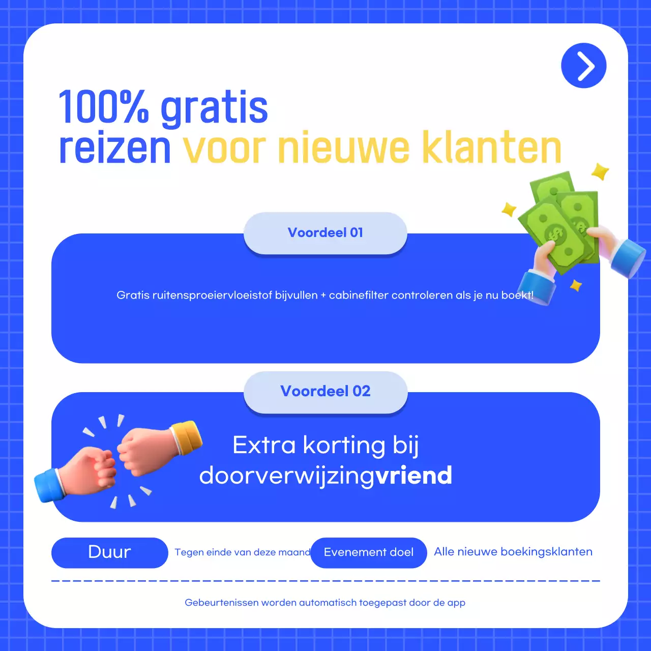 Blauwe moderne auto-advertentie