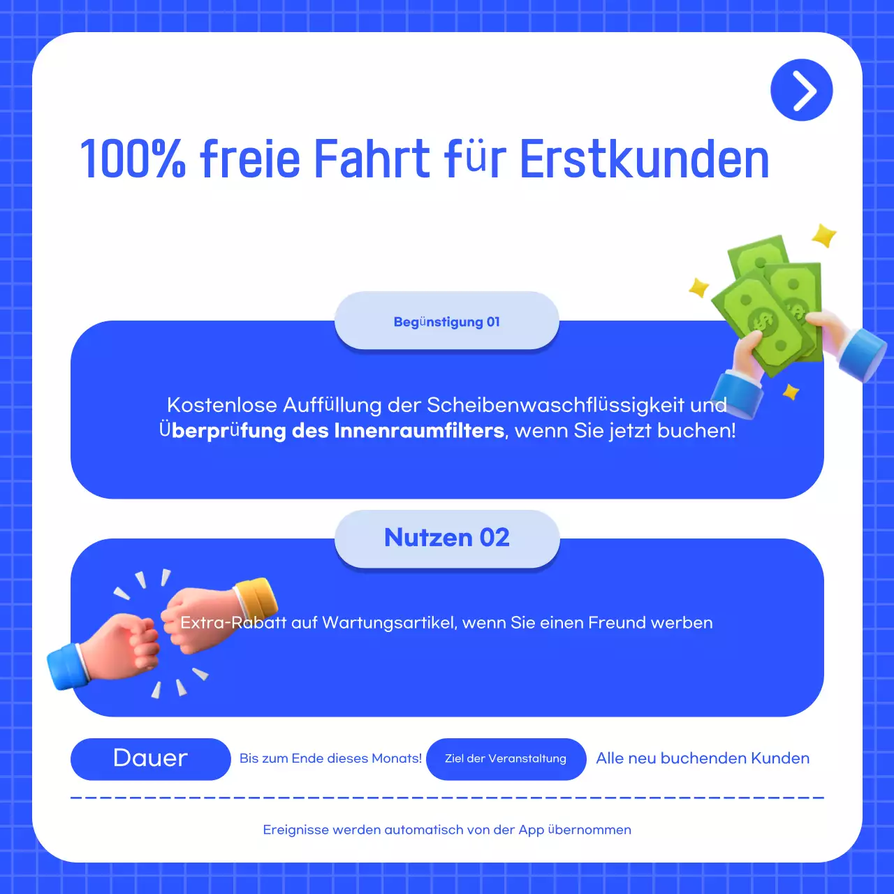 Blaue moderne Autowerbung