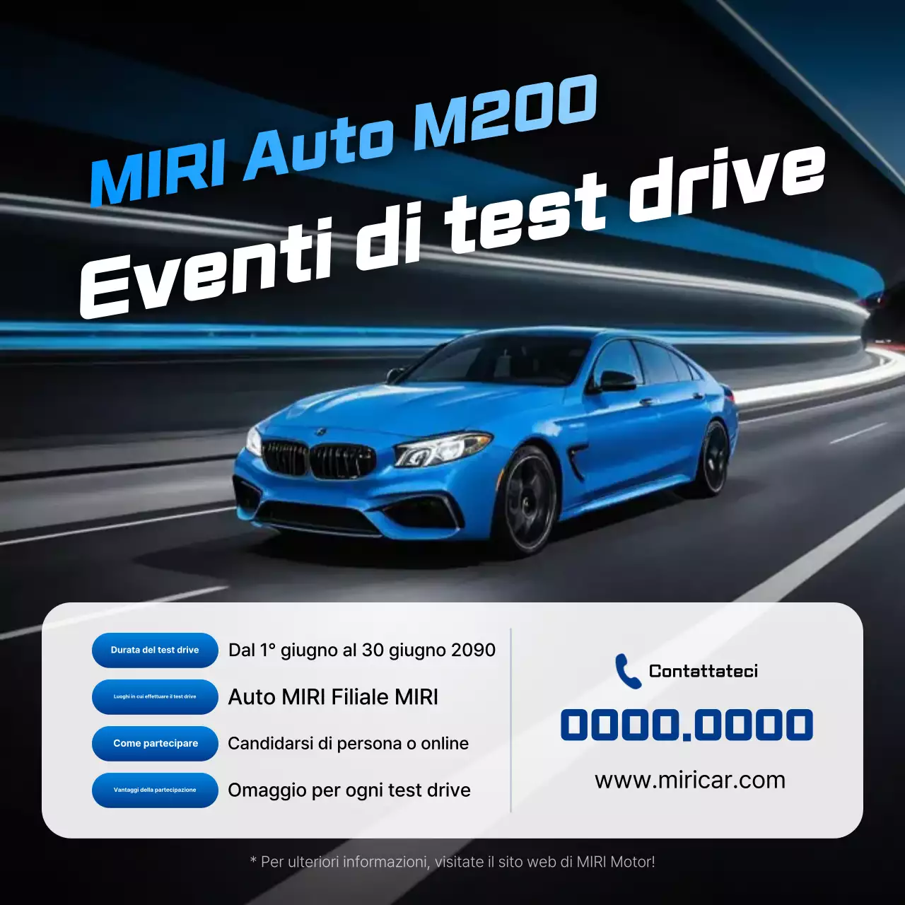 Evento auto moderne blu