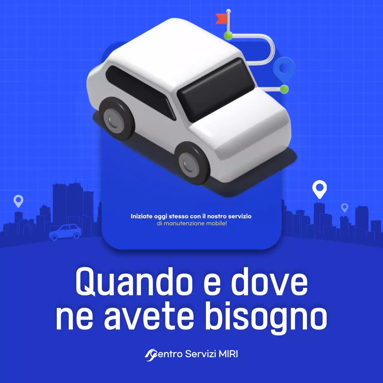 Pubblicità di auto moderna blu