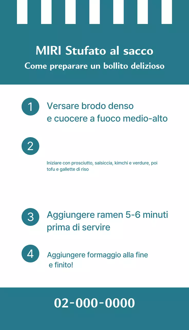 Biglietto da visita promozionale con una semplice ricetta per un ristorante