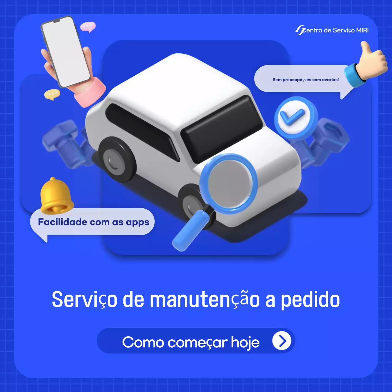 Anúncio de carro moderno azul