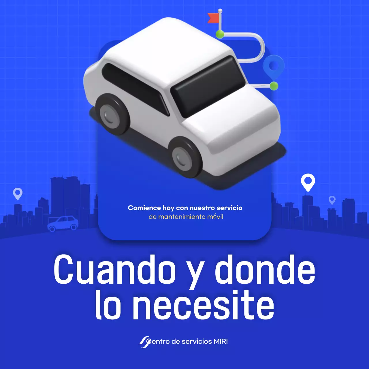 Anuncio de coche moderno azul