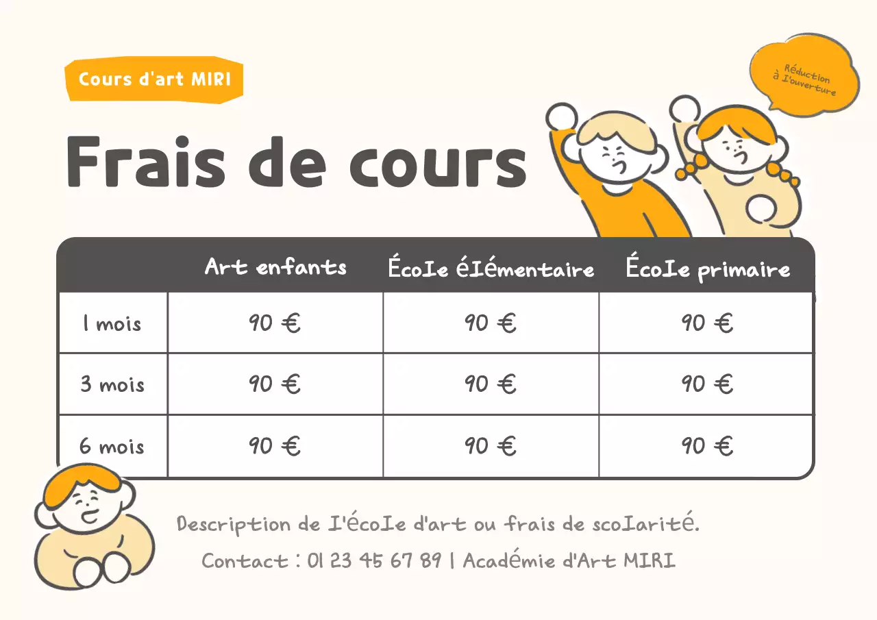 Recrutement pour la classe d'art Orange Baby