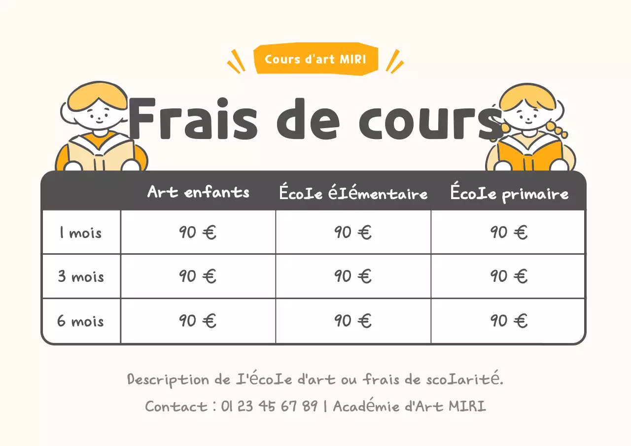 Recrutement pour la classe d'art Orange Baby