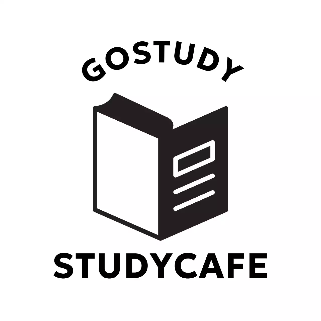Schwarzes, einfaches Study Cafe-Logo