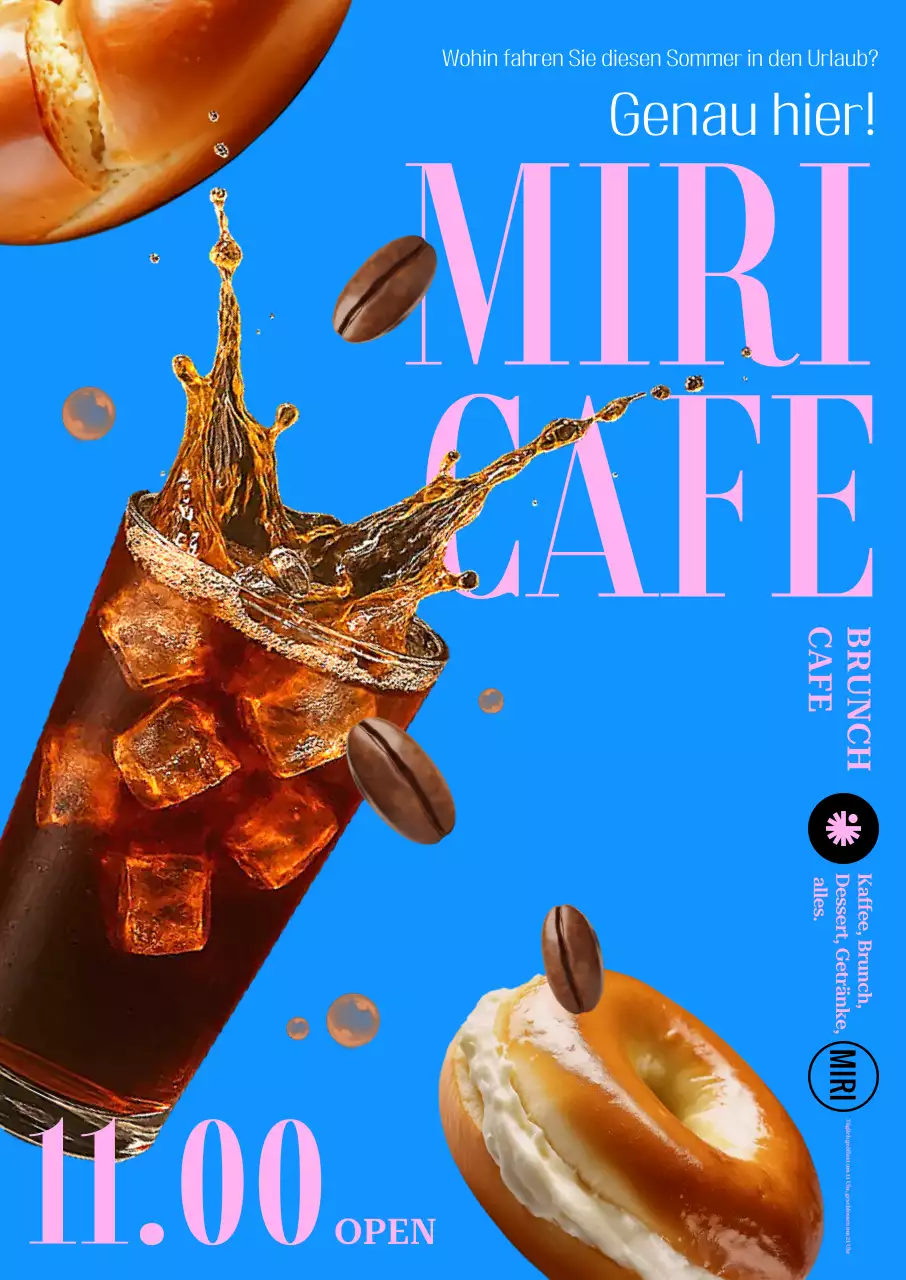 Himmelblaues modernes Café geöffnet