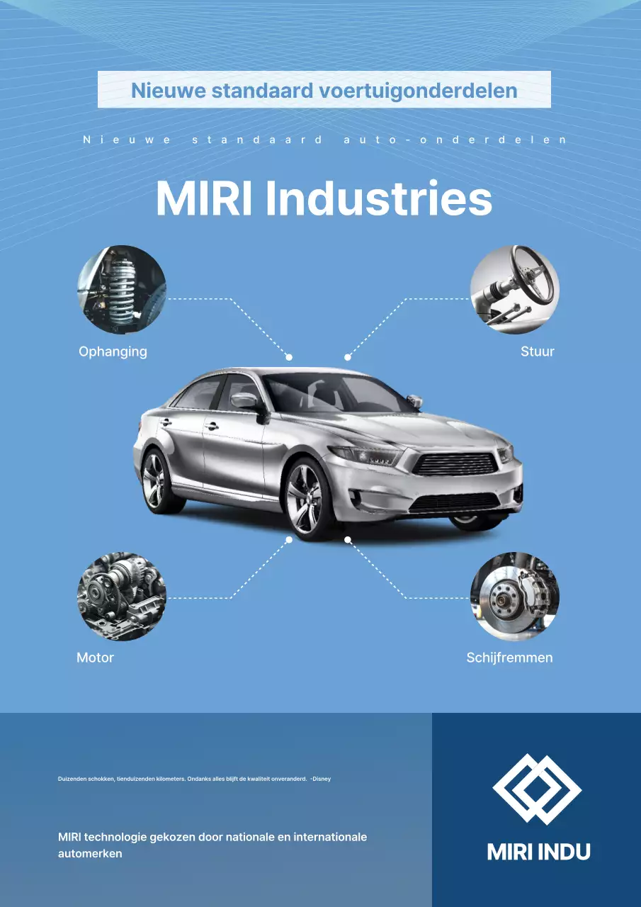 Reclame voor een moderne auto in hemelsblauw