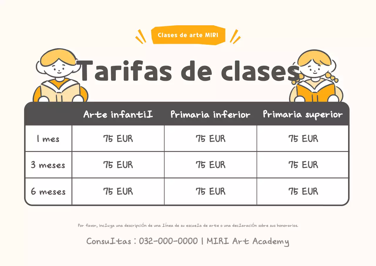 Reclutamiento para la clase de arte Orange Baby