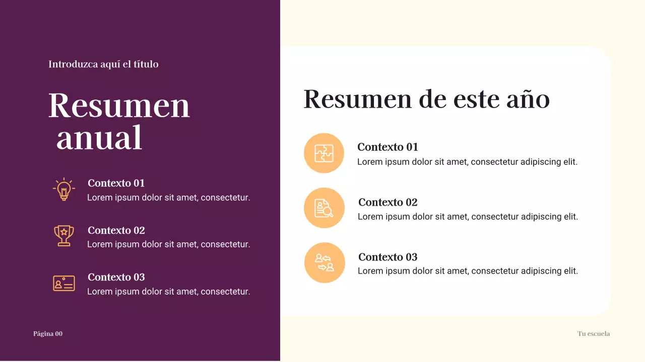 Presentación del diseño del resumen del año escolar