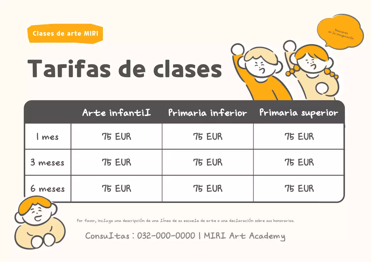 Reclutamiento para la clase de arte Orange Baby