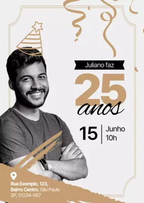 Cartaz de convite de aniversário moderno bege