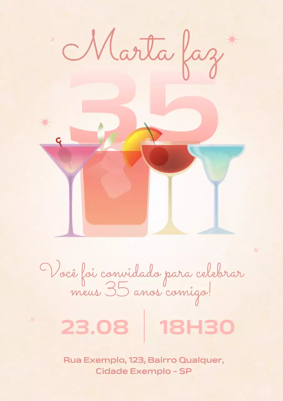 Cartaz de convite de aniversário elegante rosa