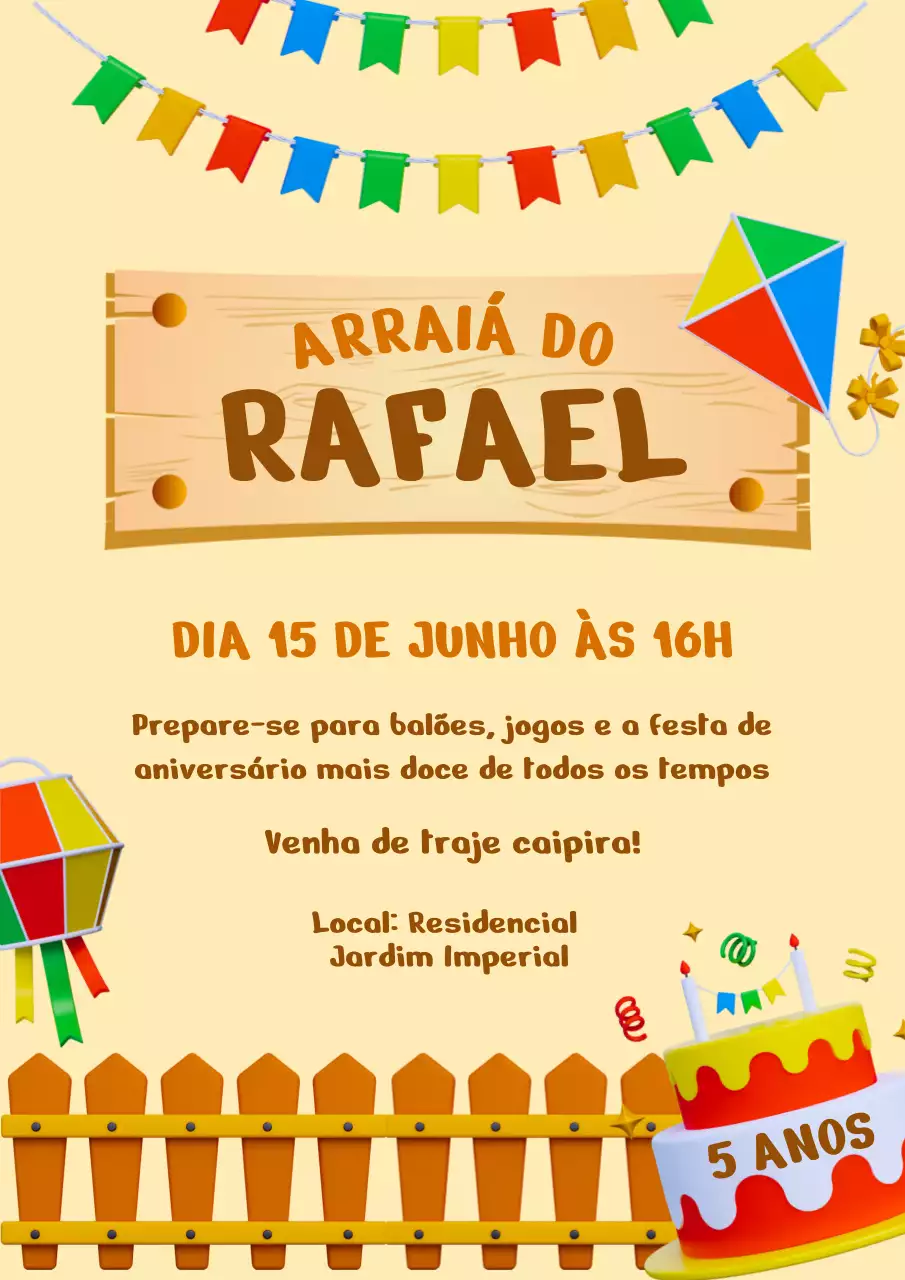 Cartaz de convite de aniversário rústico colorido