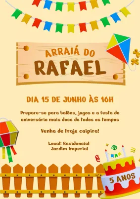 Cartaz de convite de aniversário rústico colorido