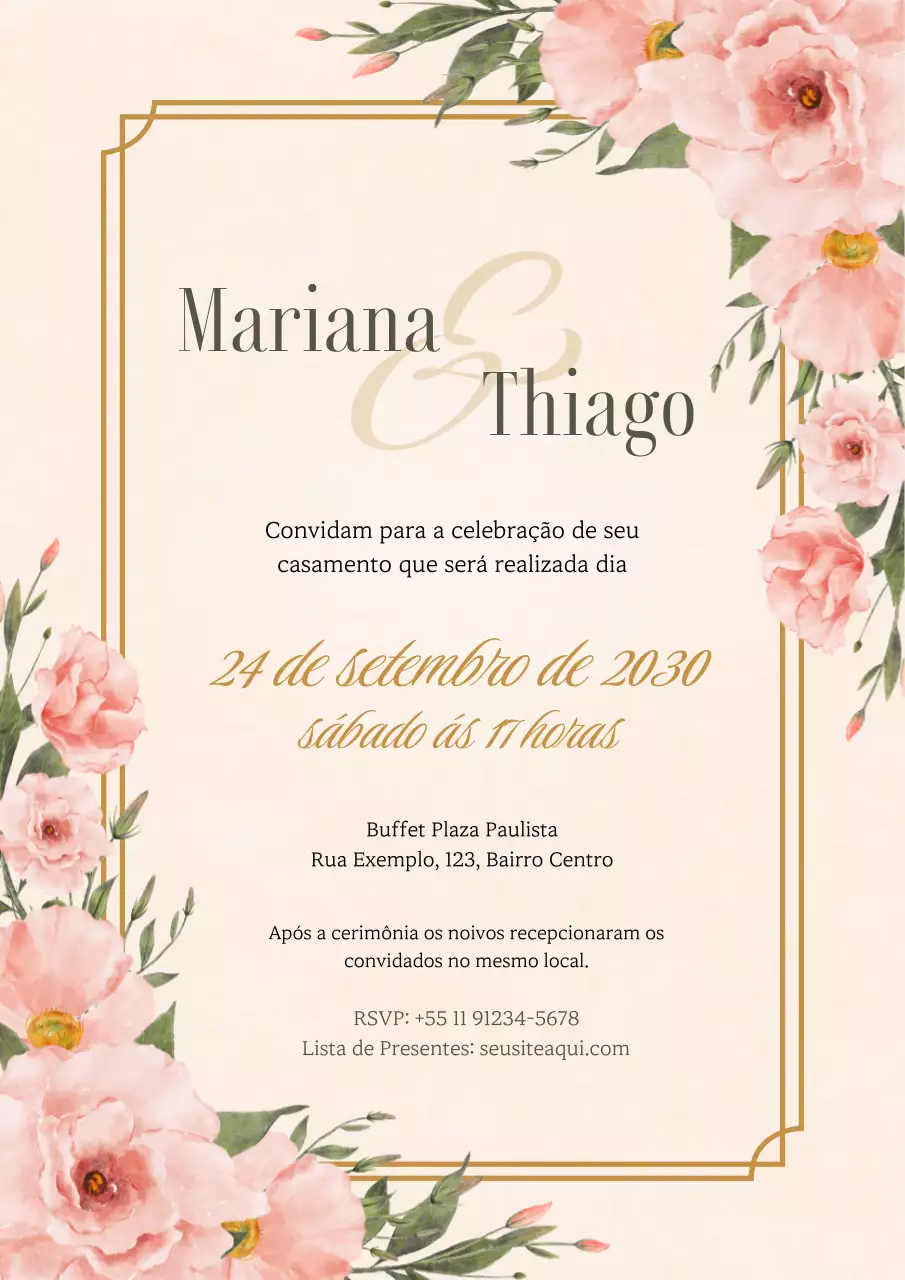 Cartaz de convite de casamento elegante rosa