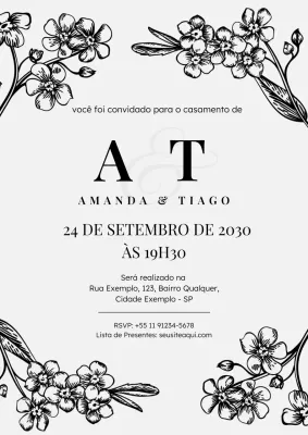 Cartaz de convite de casamento elegante preto