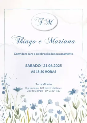Cartaz de convite de casamento elegante em azul
