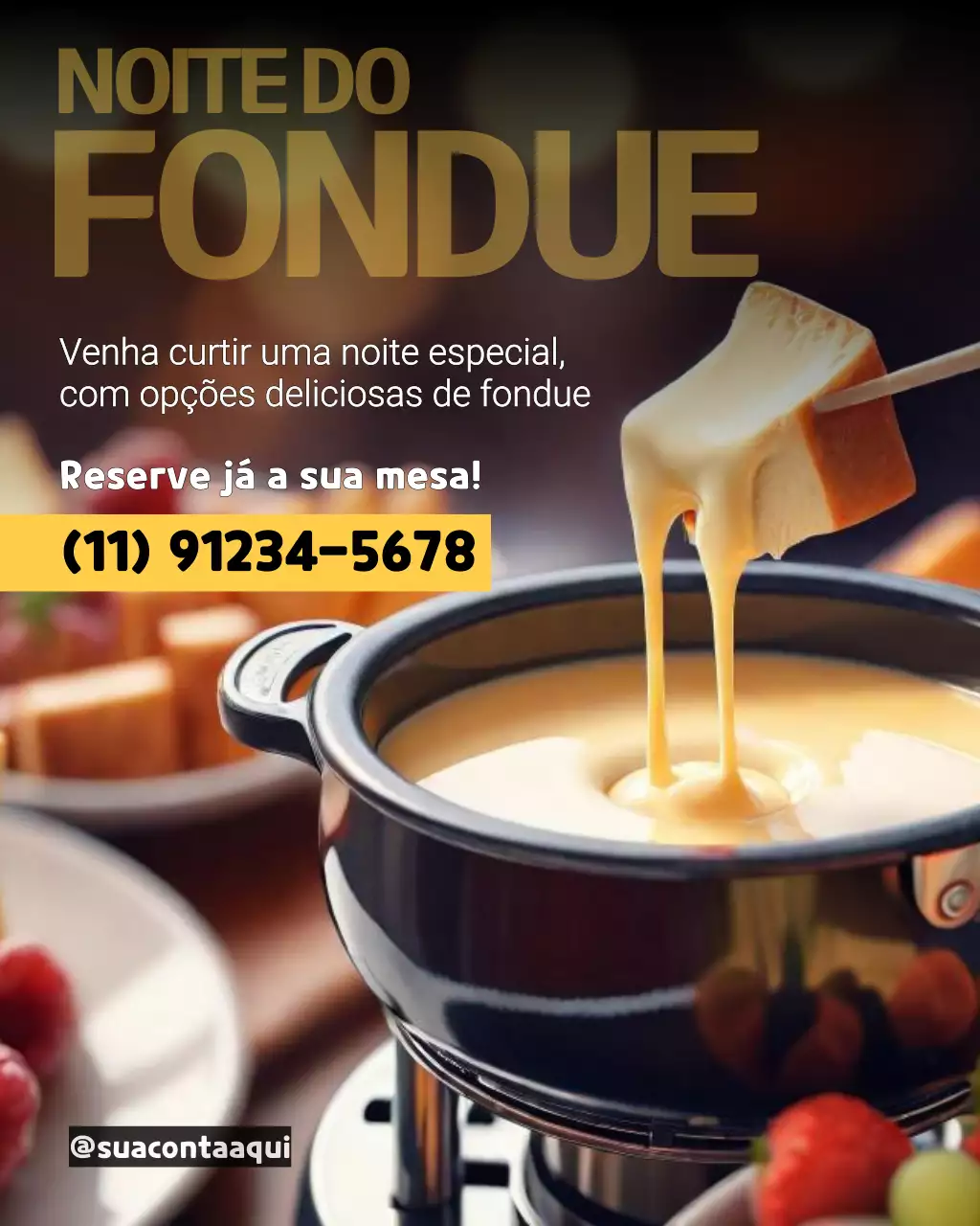 Publicação de Fondue de Queijo Tradicional Bege no Instagram