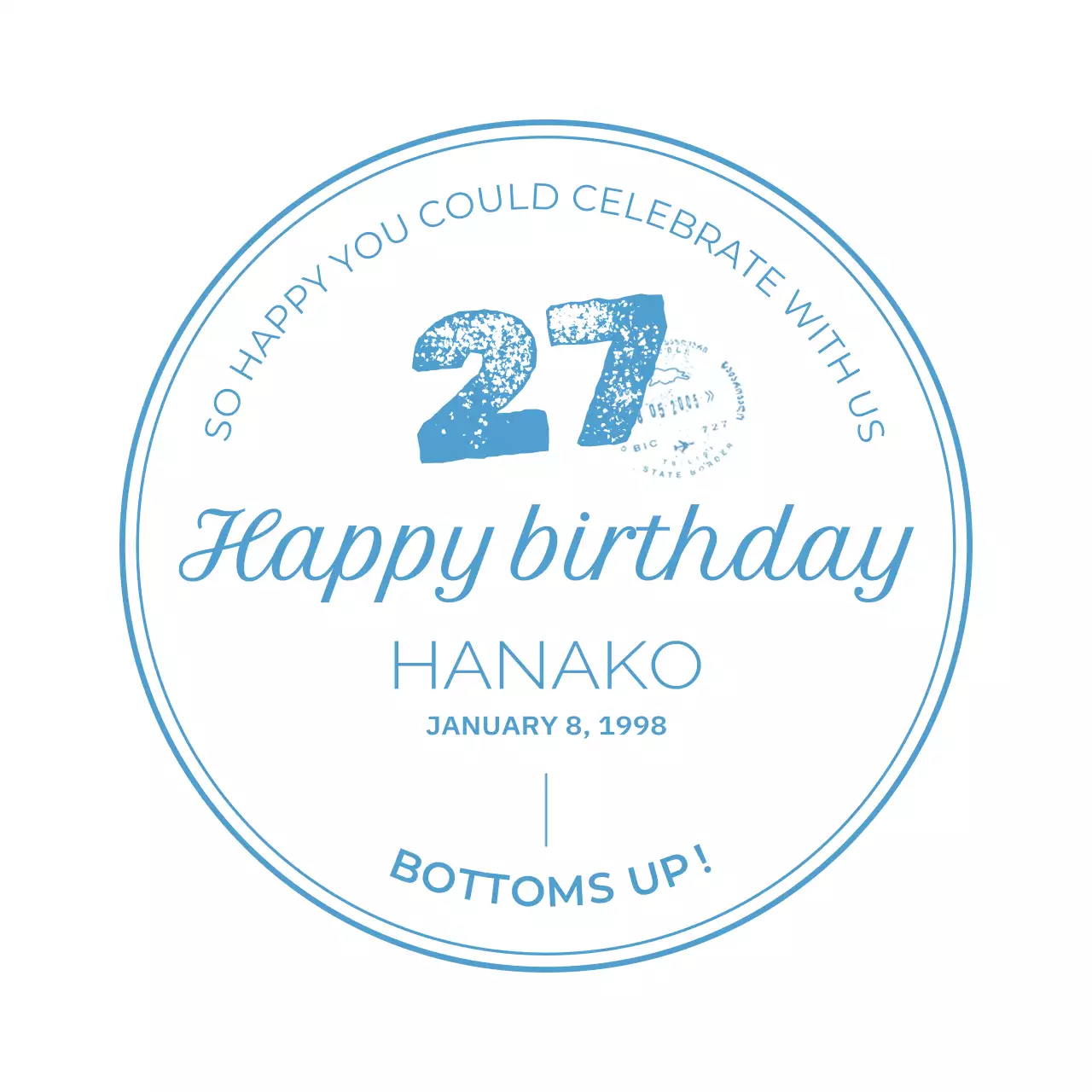 青 シンプル 誕生日 コースター