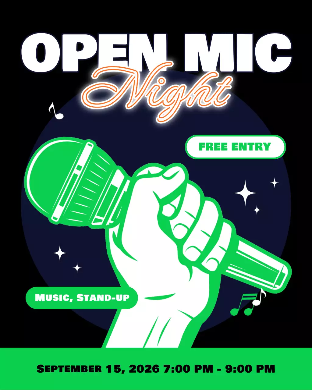 검정과 네온의 사이버 마이크 공지