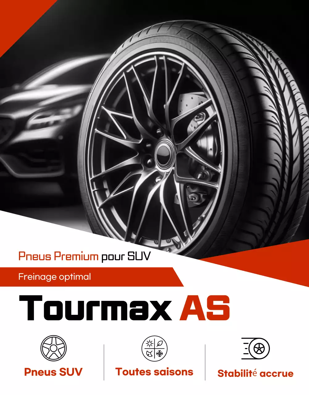 Annonce de vente de pneus de voiture noirs modernes