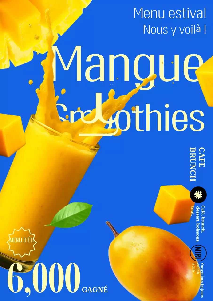 Publicité pour le menu d'été de Blue Pop