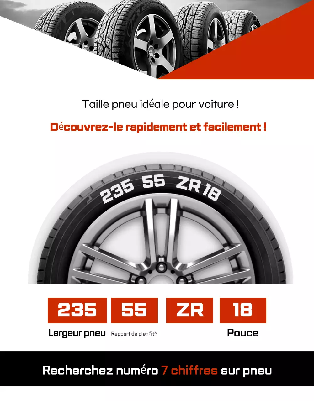 Annonce de vente de pneus de voiture noirs modernes