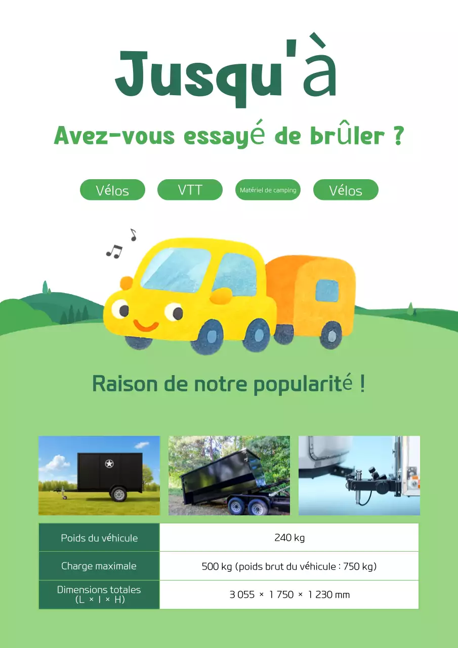 Promotion d'un camping-car vert et mignon