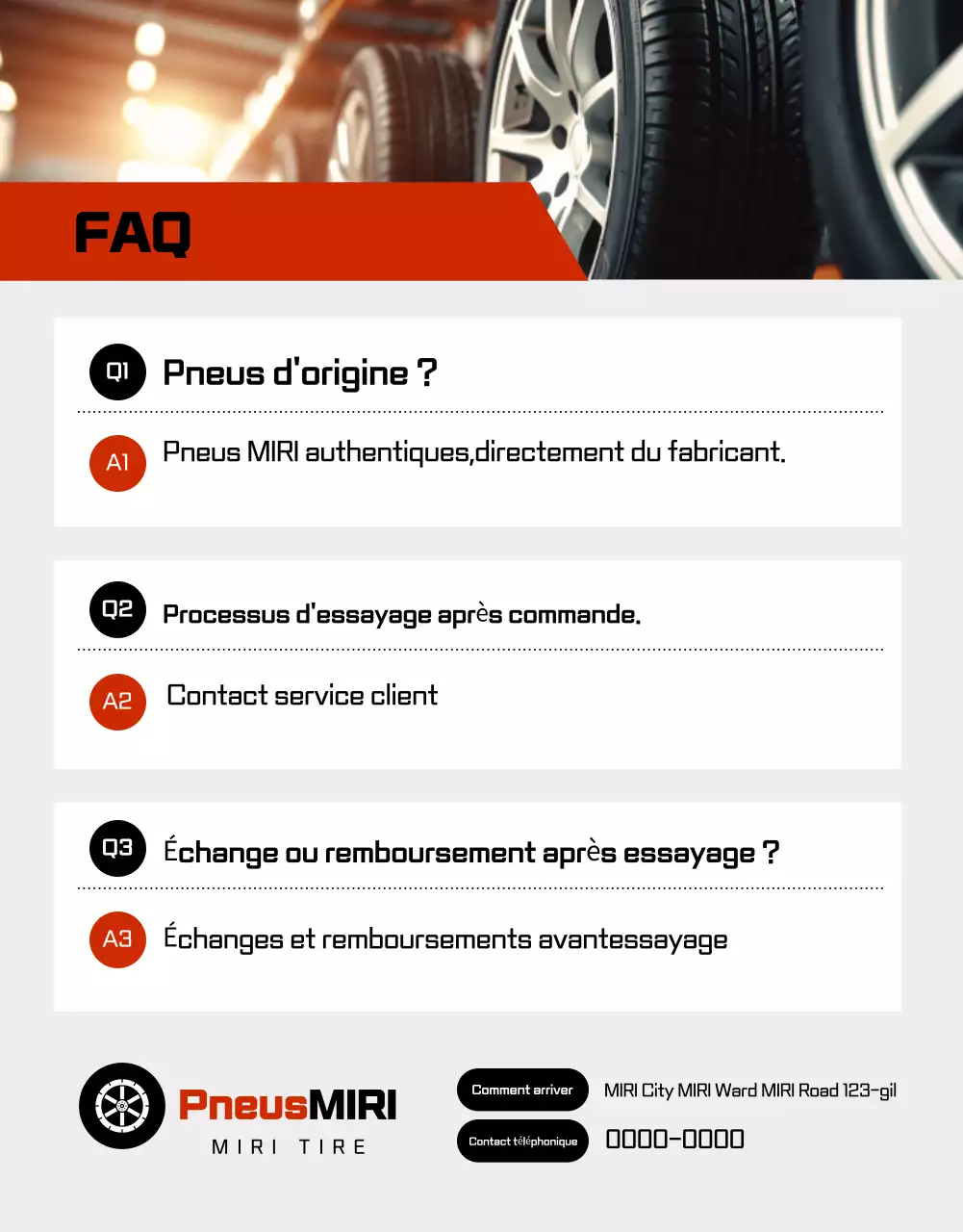 Annonce de vente de pneus de voiture noirs modernes