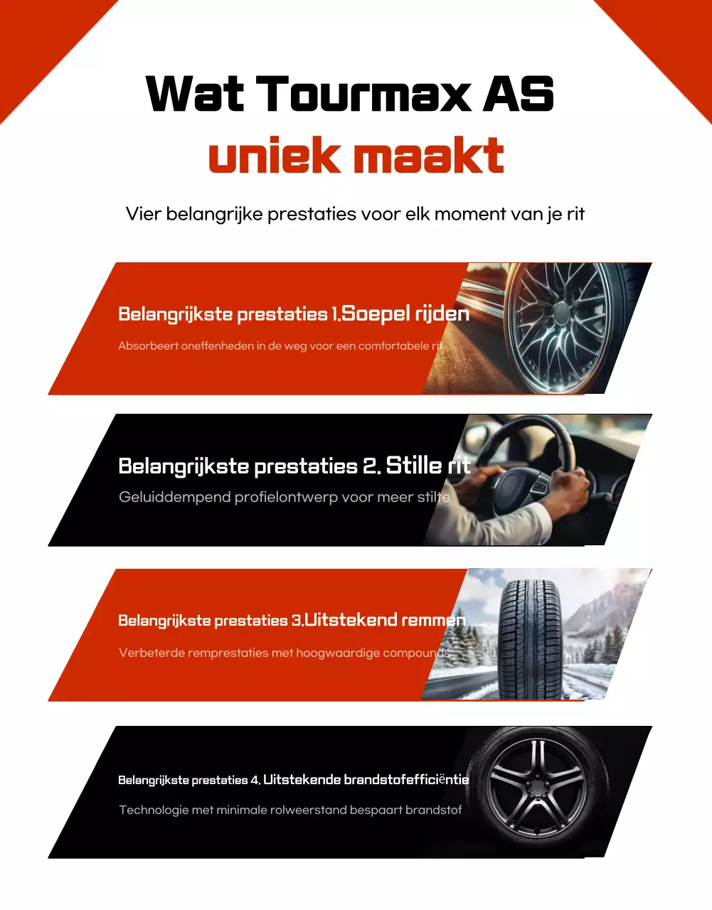 Advertentie voor zwarte moderne autobanden te koop