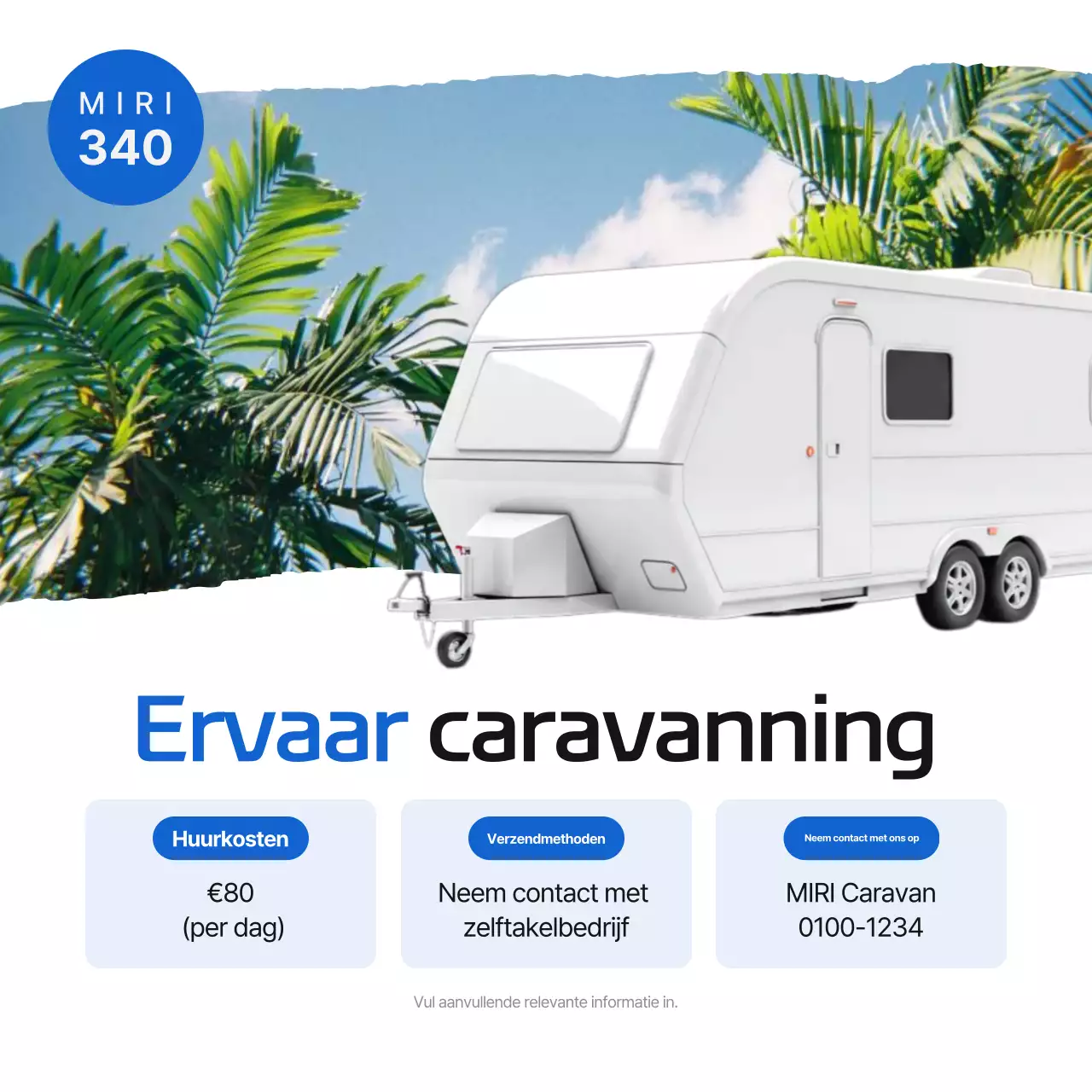 Zomer Blauwe Eenvoudige Camping Caravan Promotie