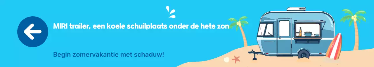 Blauwe zomercamperbus promotie