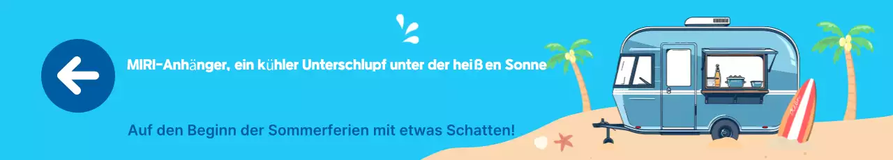 Blaues Sommer-Wohnmobil-Angebot