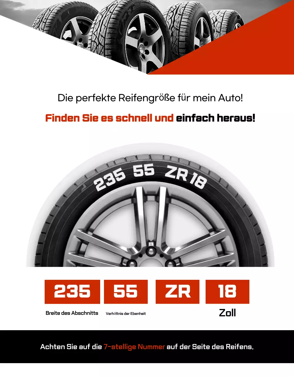 Schwarze moderne Autoreifen zu verkaufen Anzeige