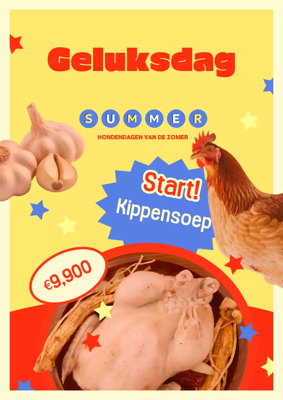 Geel Retro Zomermenu Promotie