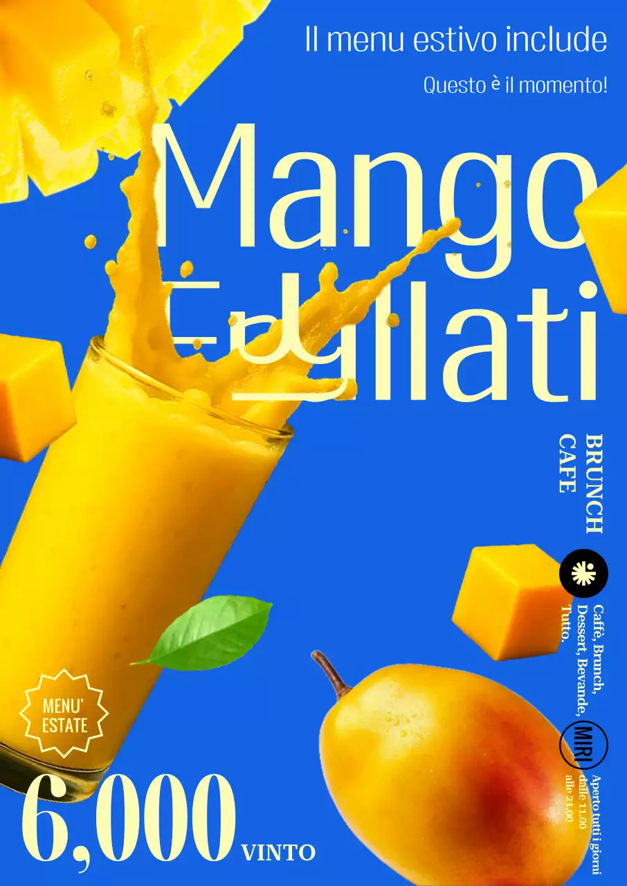 Pubblicità del menu estivo Blue Pop