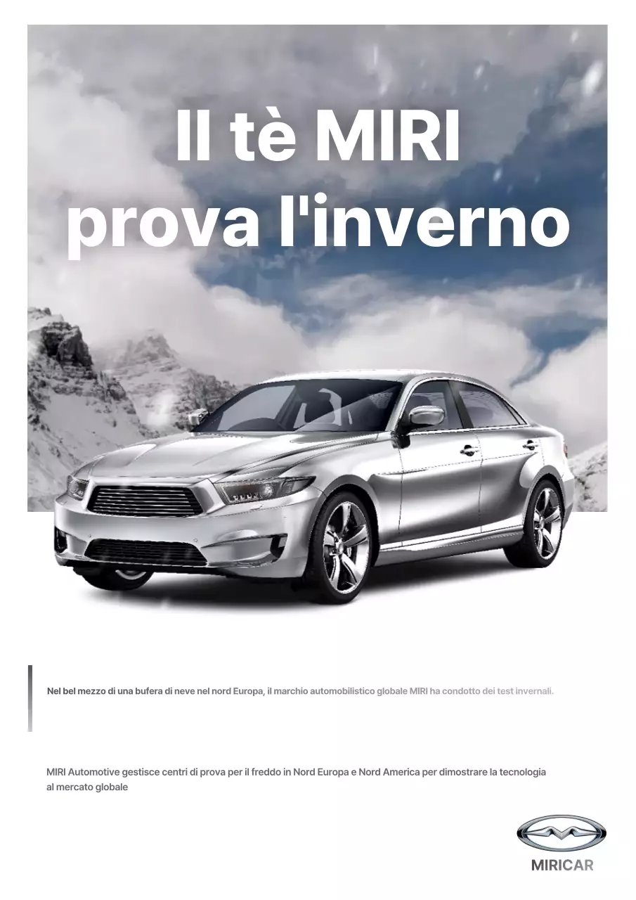 Pubblicità di un'auto moderna in argento