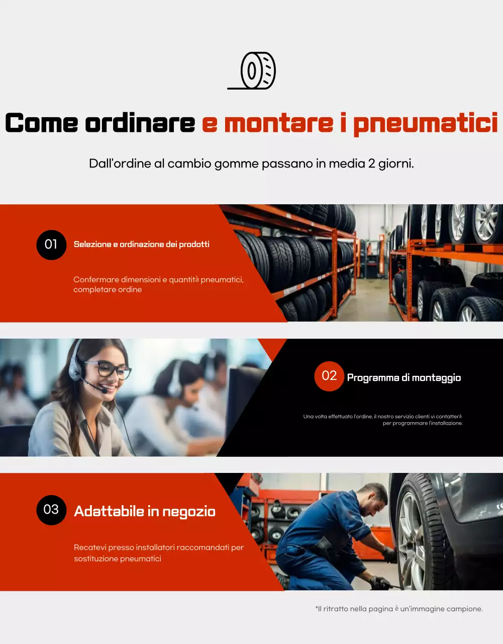 Pubblicità di pneumatici neri moderni per auto in vendita