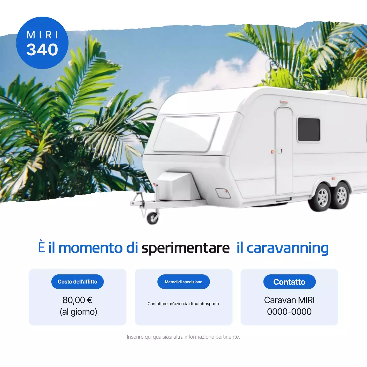 Promozione Summer Blue Simple Camping Caravan