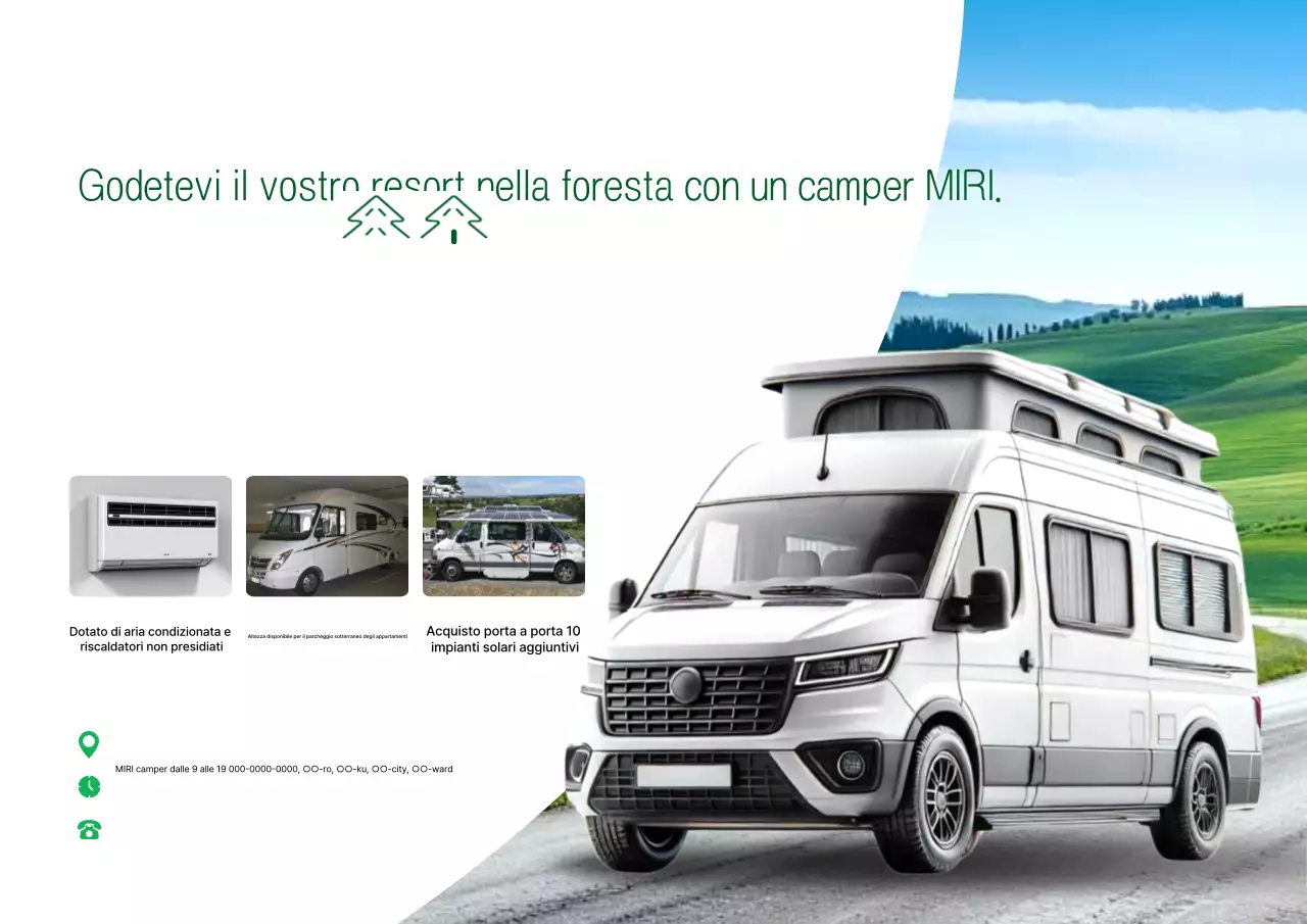 Semplice manifesto pubblicitario per camper