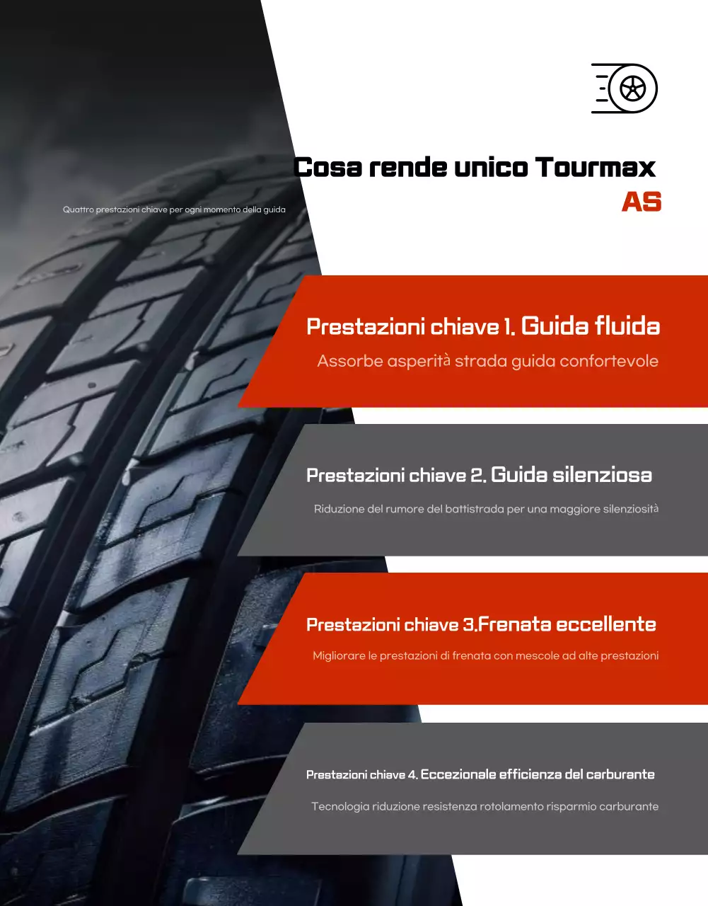 Pubblicità di pneumatici neri moderni per auto in vendita