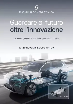 Presentazione degli eleganti componenti elettrici per auto grigi e blu