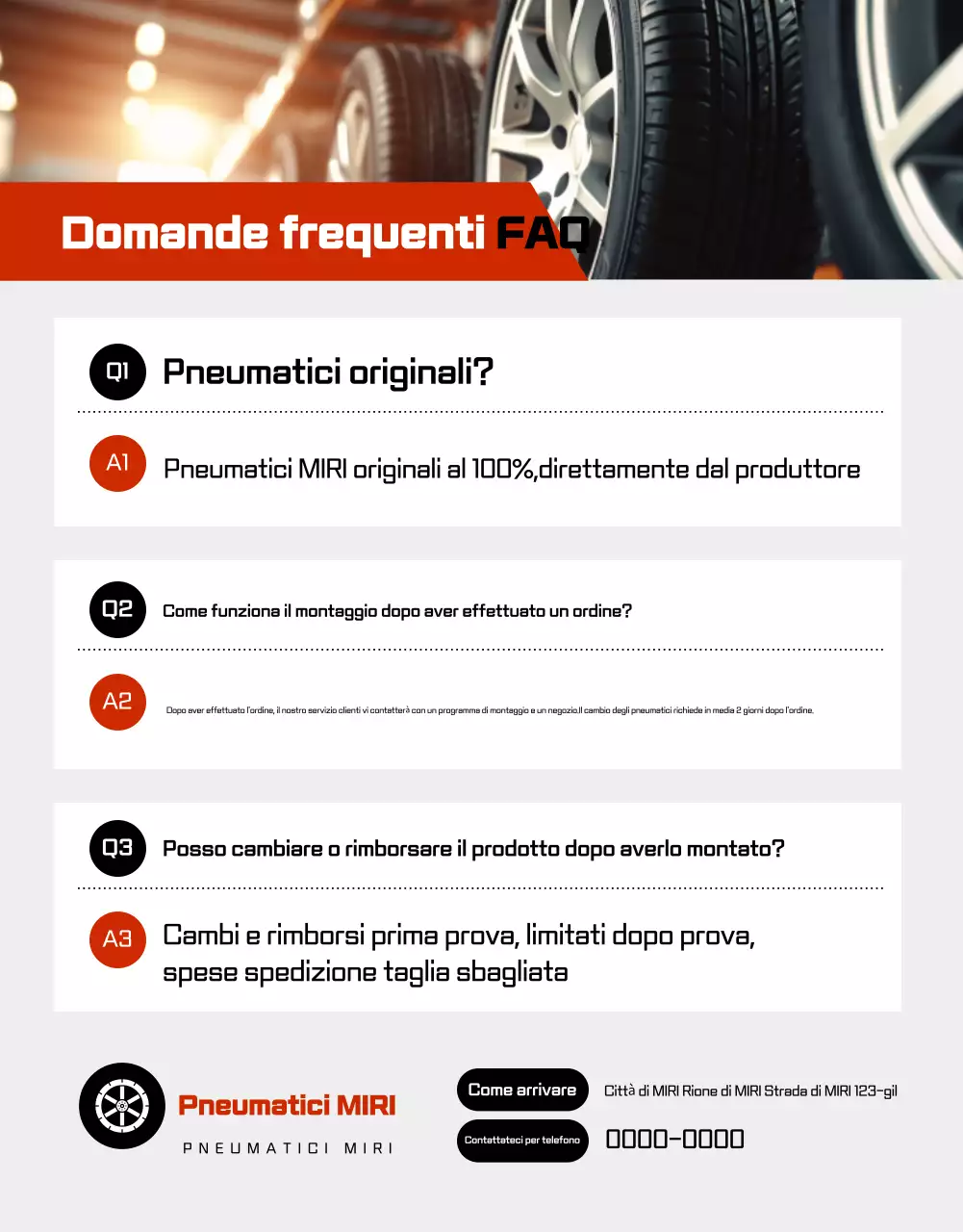 Pubblicità di pneumatici neri moderni per auto in vendita